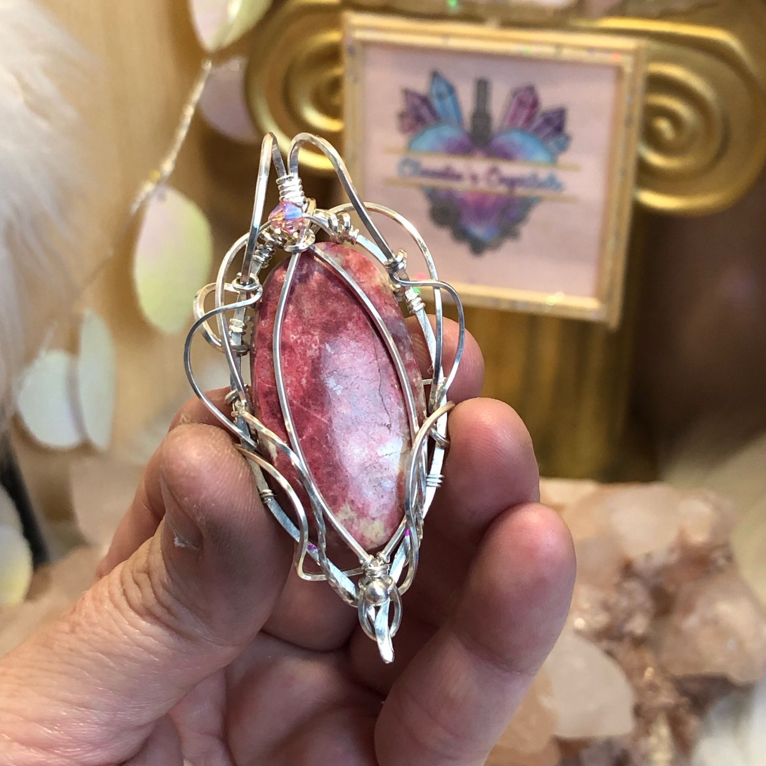 THULITE - Sterling Silver - Gemstone Crystal Therapy Pendant