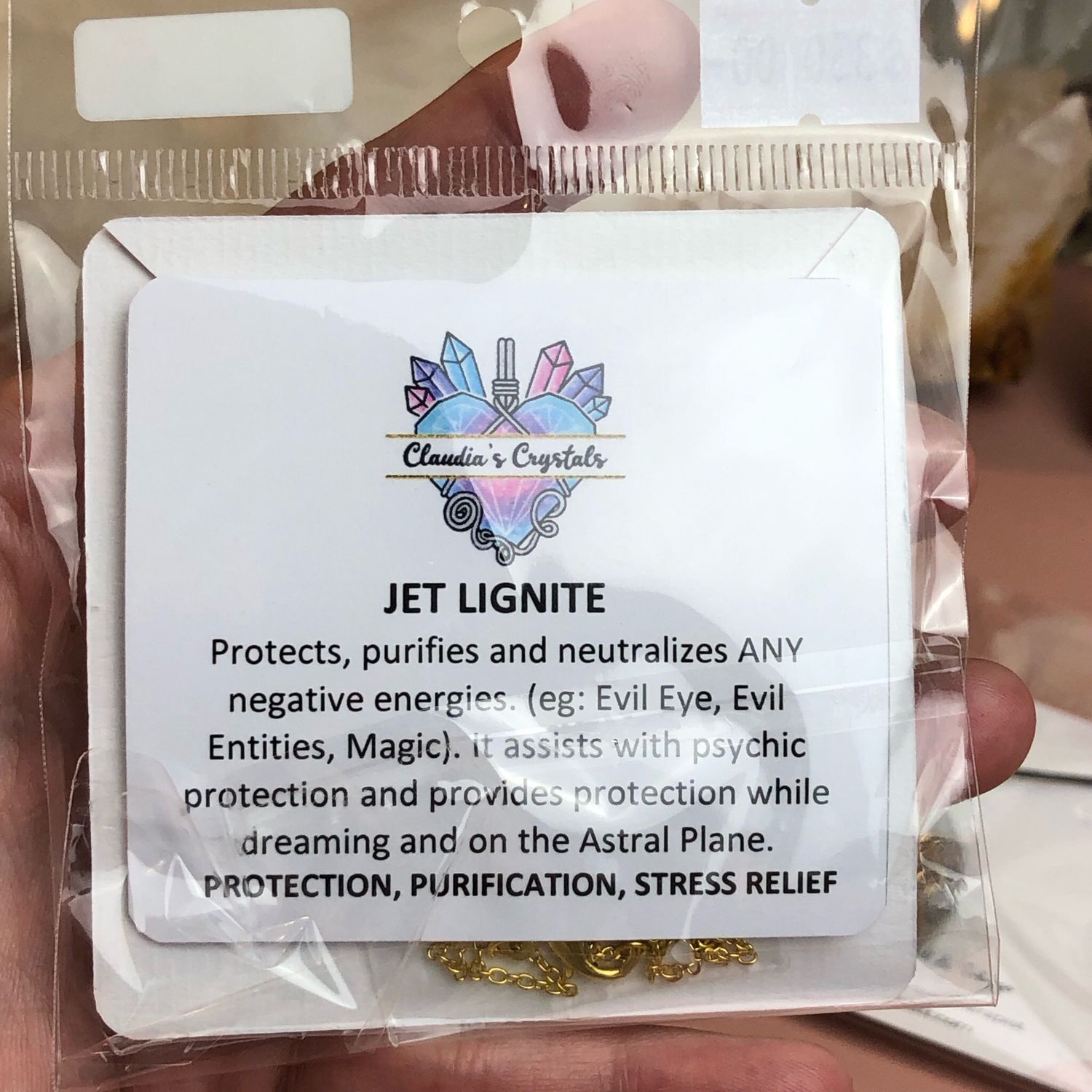JET LIGNITE - 14k Gold Filled - Gemstone Crystal Therapy Pendant