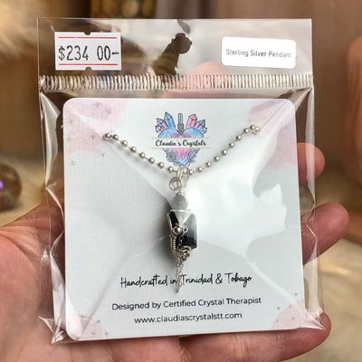 BLACK TOURMALINE - Sterling Silver - Gemstone Crystal Therapy Pendant