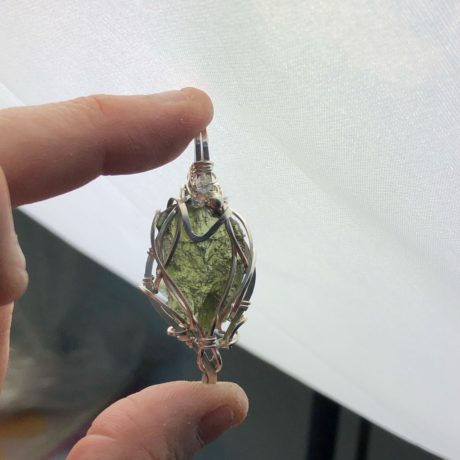 MOLDAVITE (2.17 Grams) - Sterling Silver - Gemstone Crystal Therapy Pendant