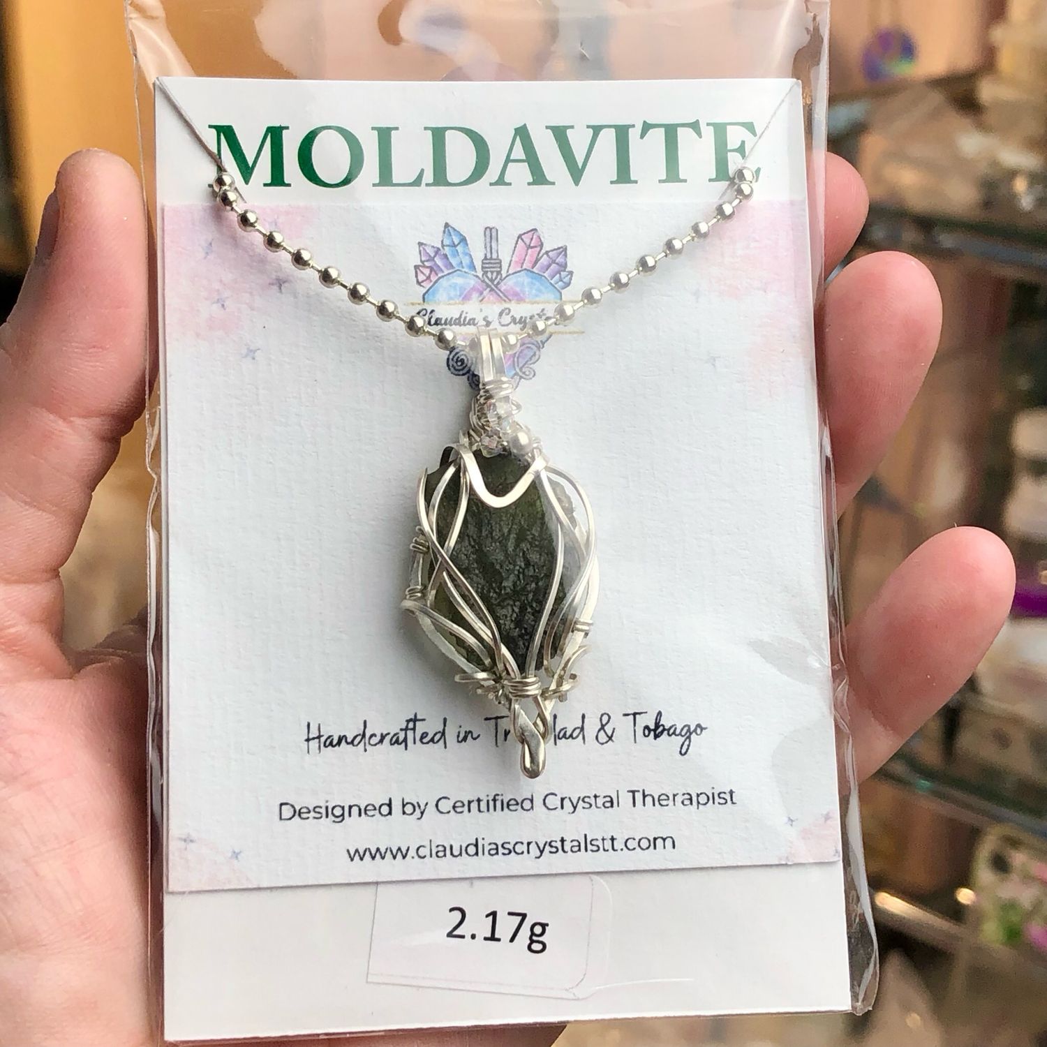 MOLDAVITE (2.17 Grams) - Sterling Silver - Gemstone Crystal Therapy Pendant