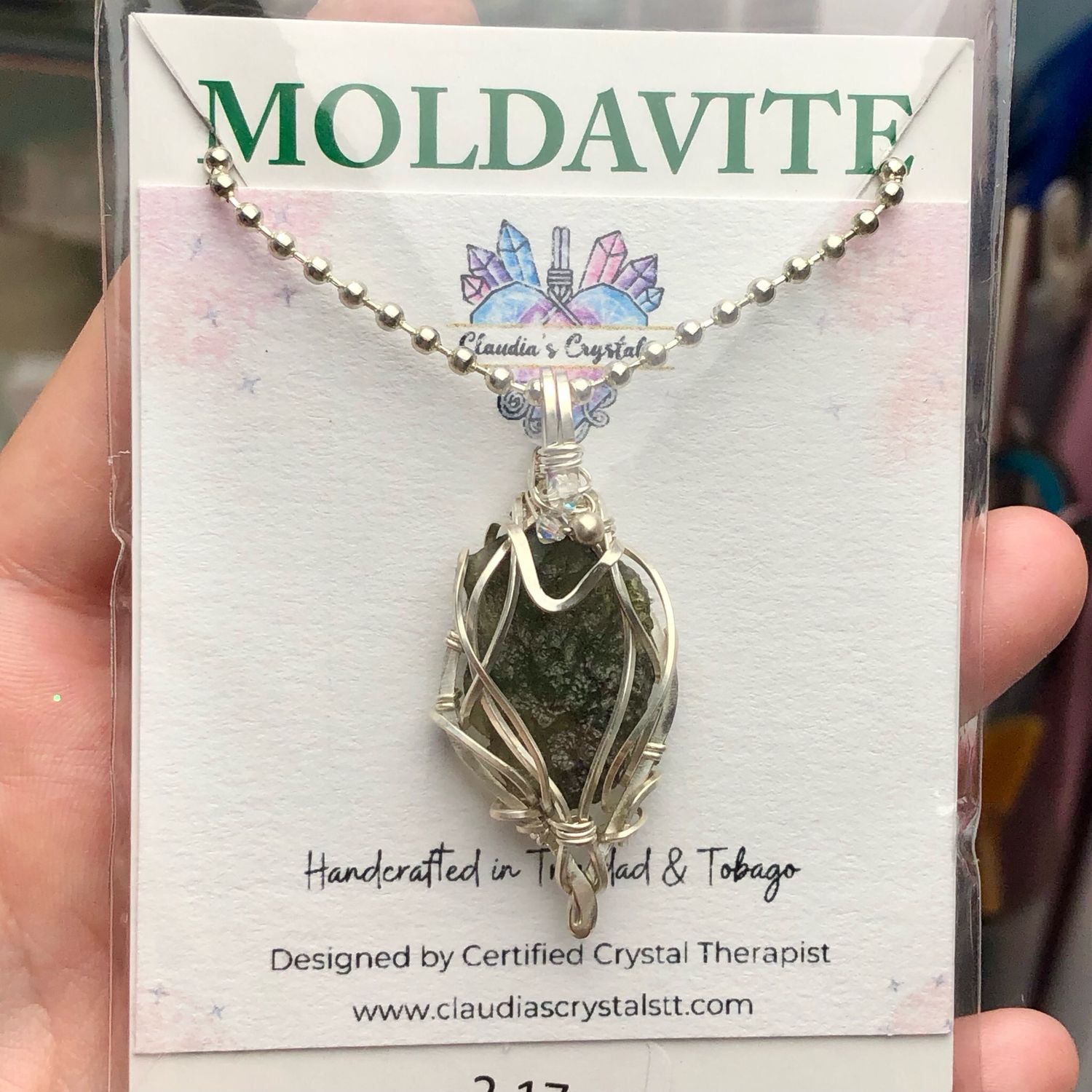 MOLDAVITE (2.17 Grams) - Sterling Silver - Gemstone Crystal Therapy Pendant