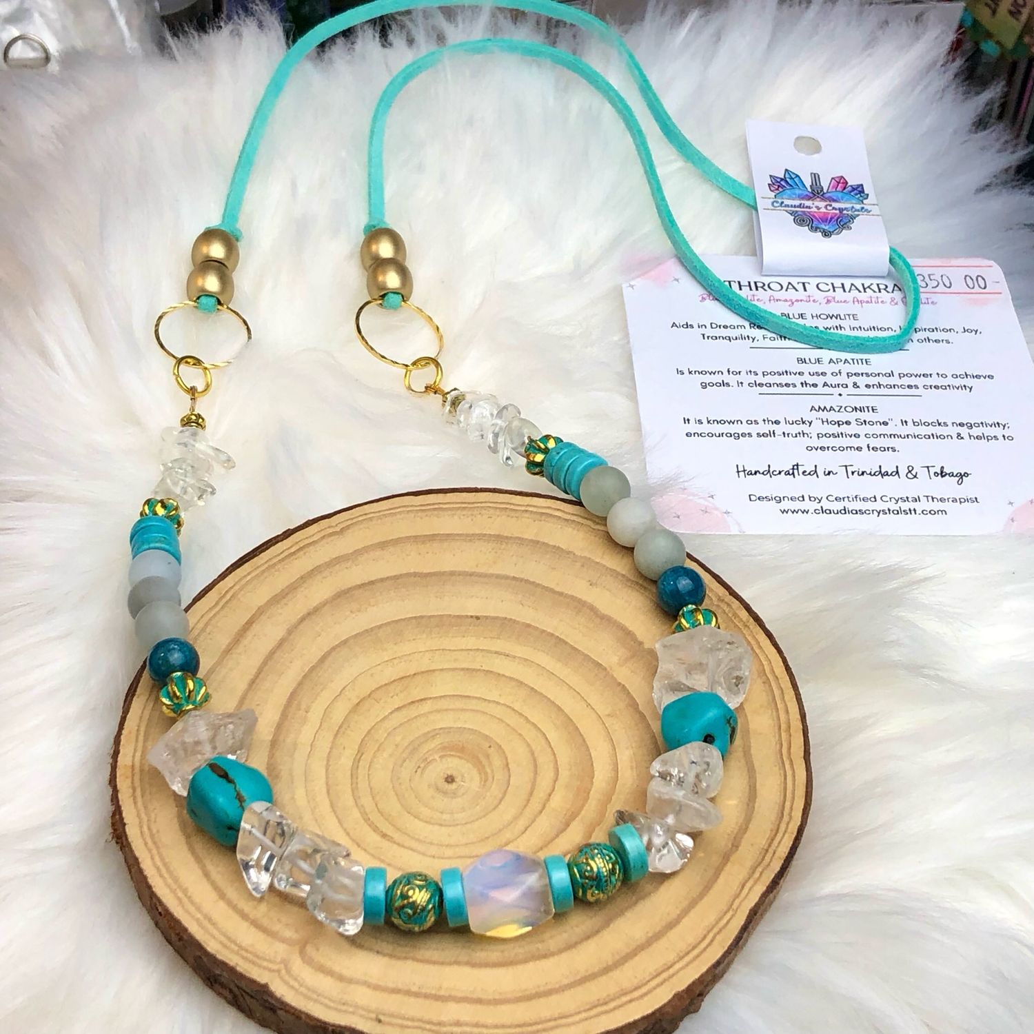 THROAT CHAKRA - Long Gemstone Crystal Therapy Necklace