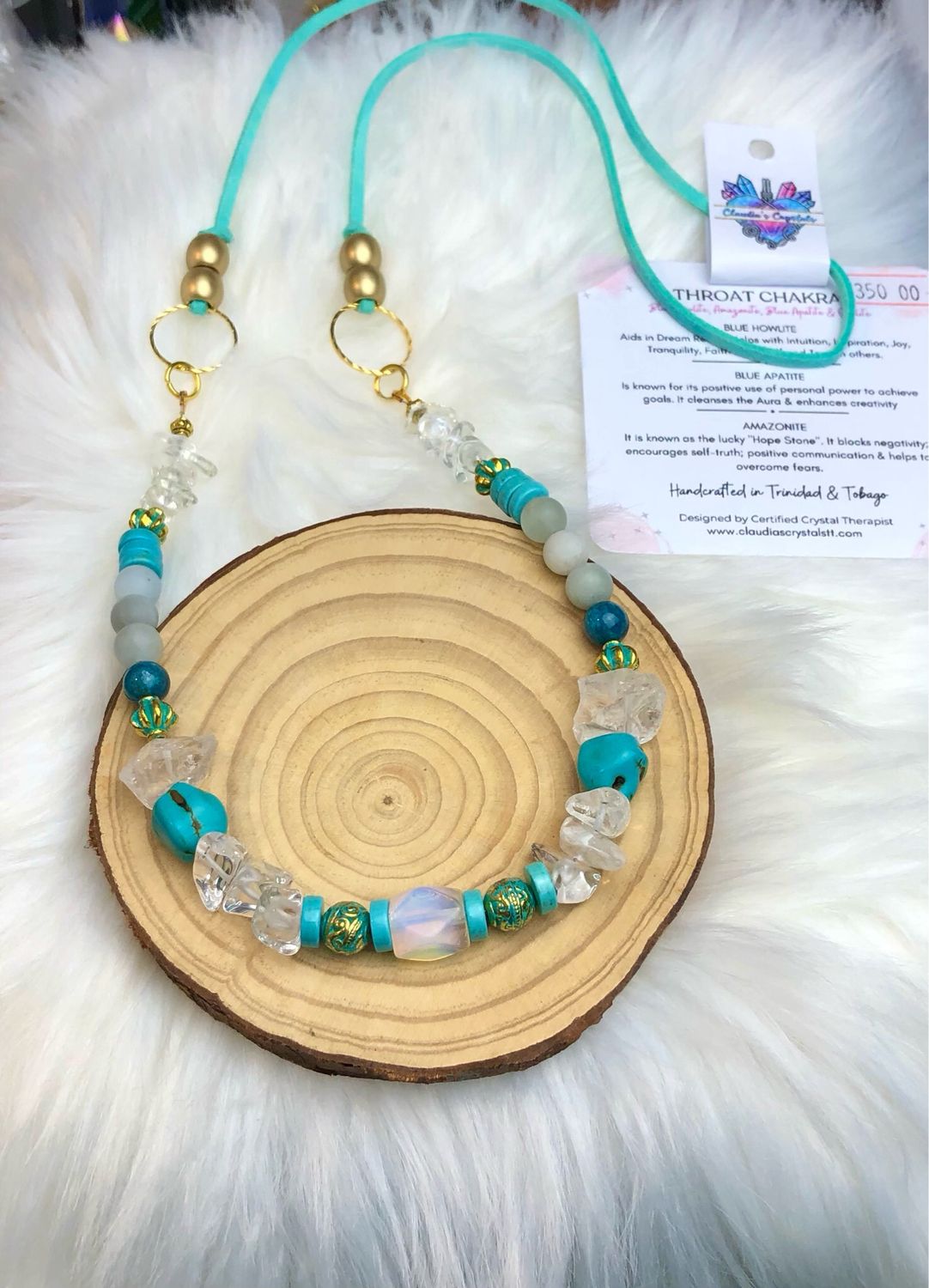 THROAT CHAKRA - Long Gemstone Crystal Therapy Necklace