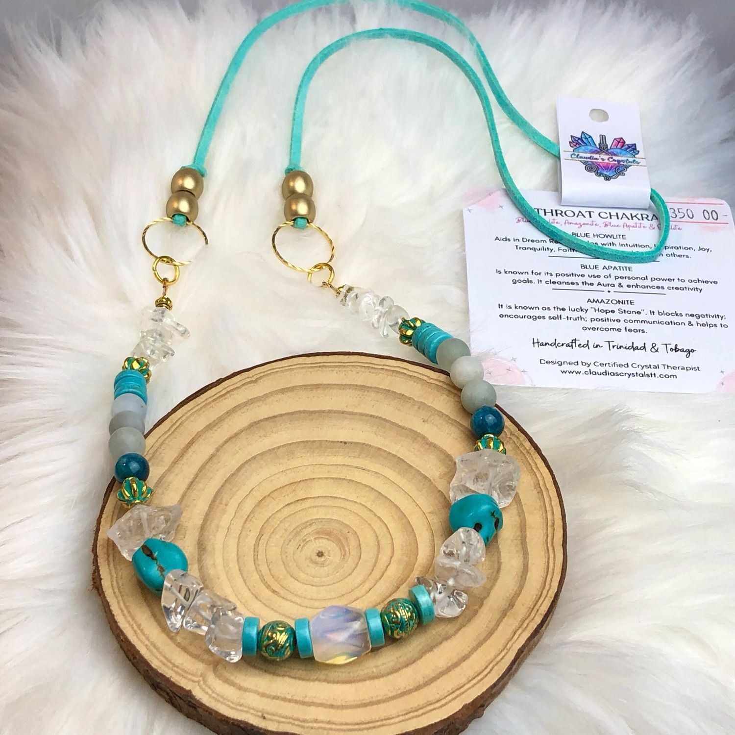 THROAT CHAKRA - Long Gemstone Crystal Therapy Necklace