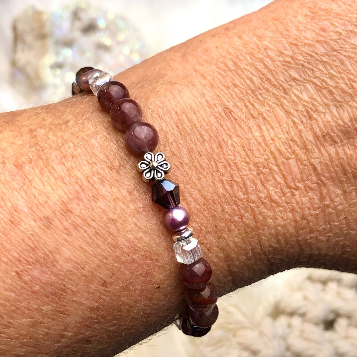 AURALITE 23 - Gemstone Adjustable Bracelet - Silver Plated