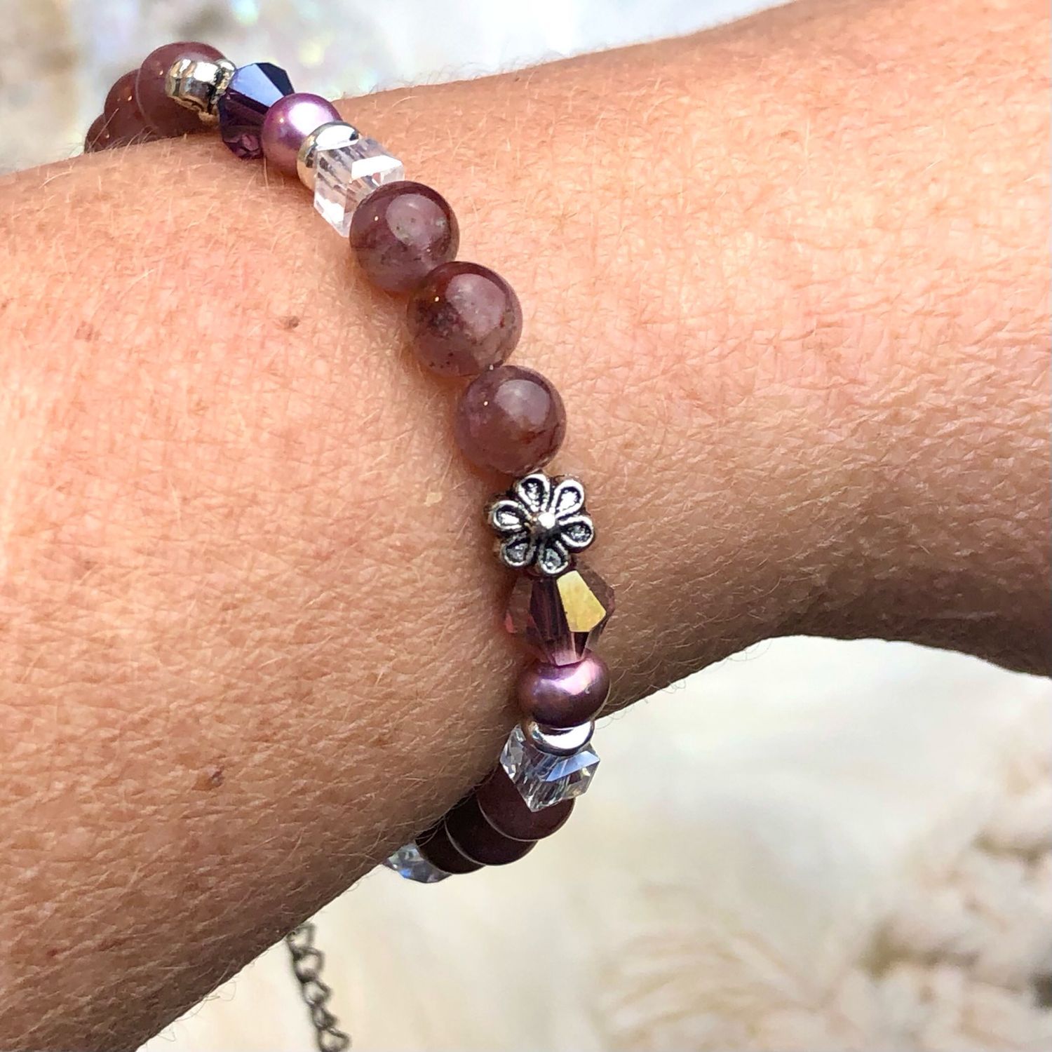 AURALITE 23 - Gemstone Adjustable Bracelet - Silver Plated
