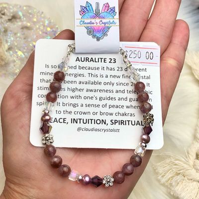 AURALITE 23 - Gemstone Adjustable Bracelet - Silver Plated