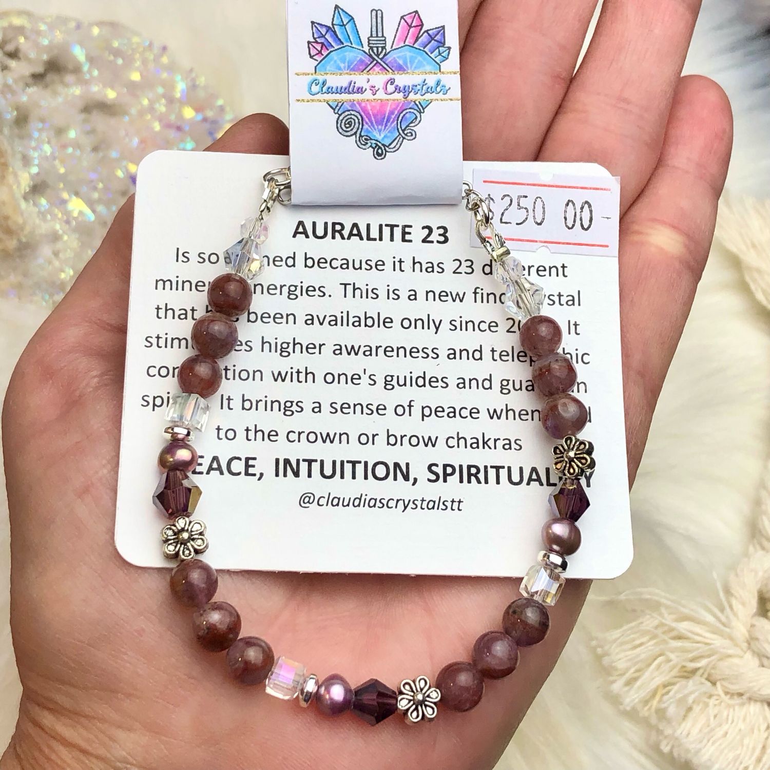 AURALITE 23 - Gemstone Adjustable Bracelet - Silver Plated
