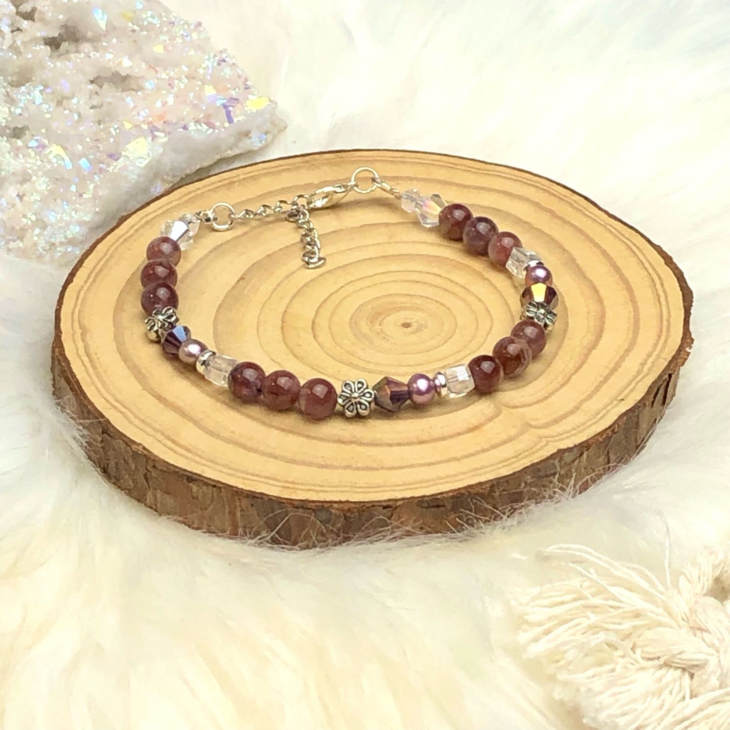 AURALITE 23 - Gemstone Adjustable Bracelet - Silver Plated
