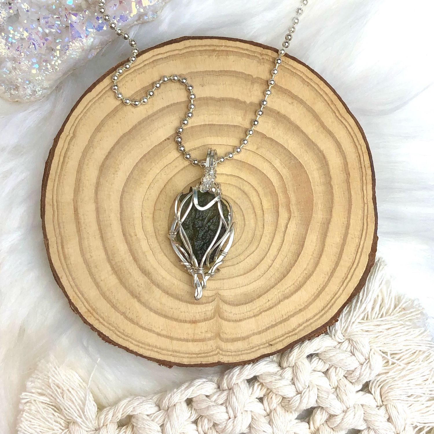 MOLDAVITE (2.17 Grams) - Sterling Silver - Gemstone Crystal Therapy Pendant