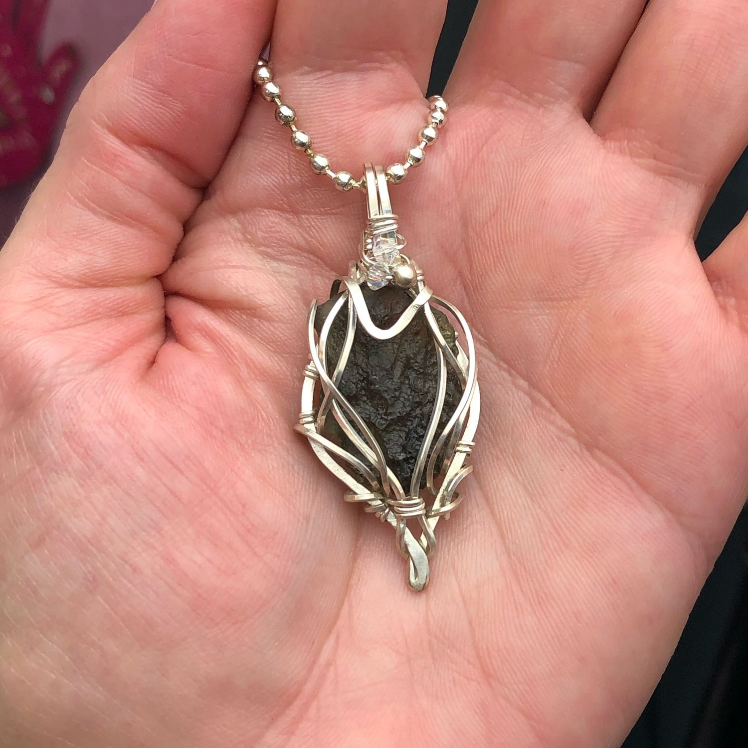 MOLDAVITE (2.17 Grams) - Sterling Silver - Gemstone Crystal Therapy Pendant