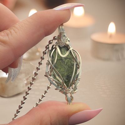 MOLDAVITE (2.17 Grams) - Sterling Silver - Gemstone Crystal Therapy Pendant