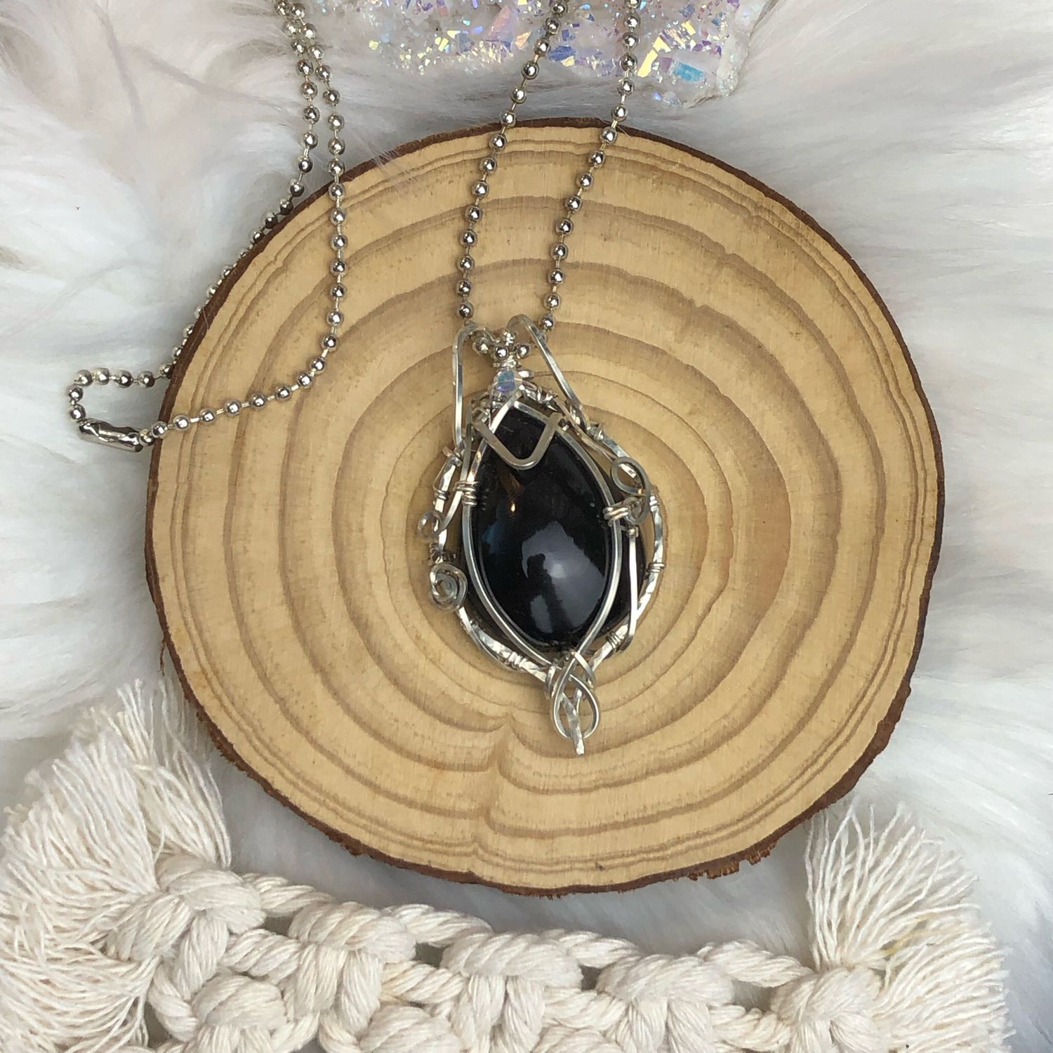 RAINBOW OBSIDIAN - Sterling Silver - Gemstone Crystal Therapy Pendant