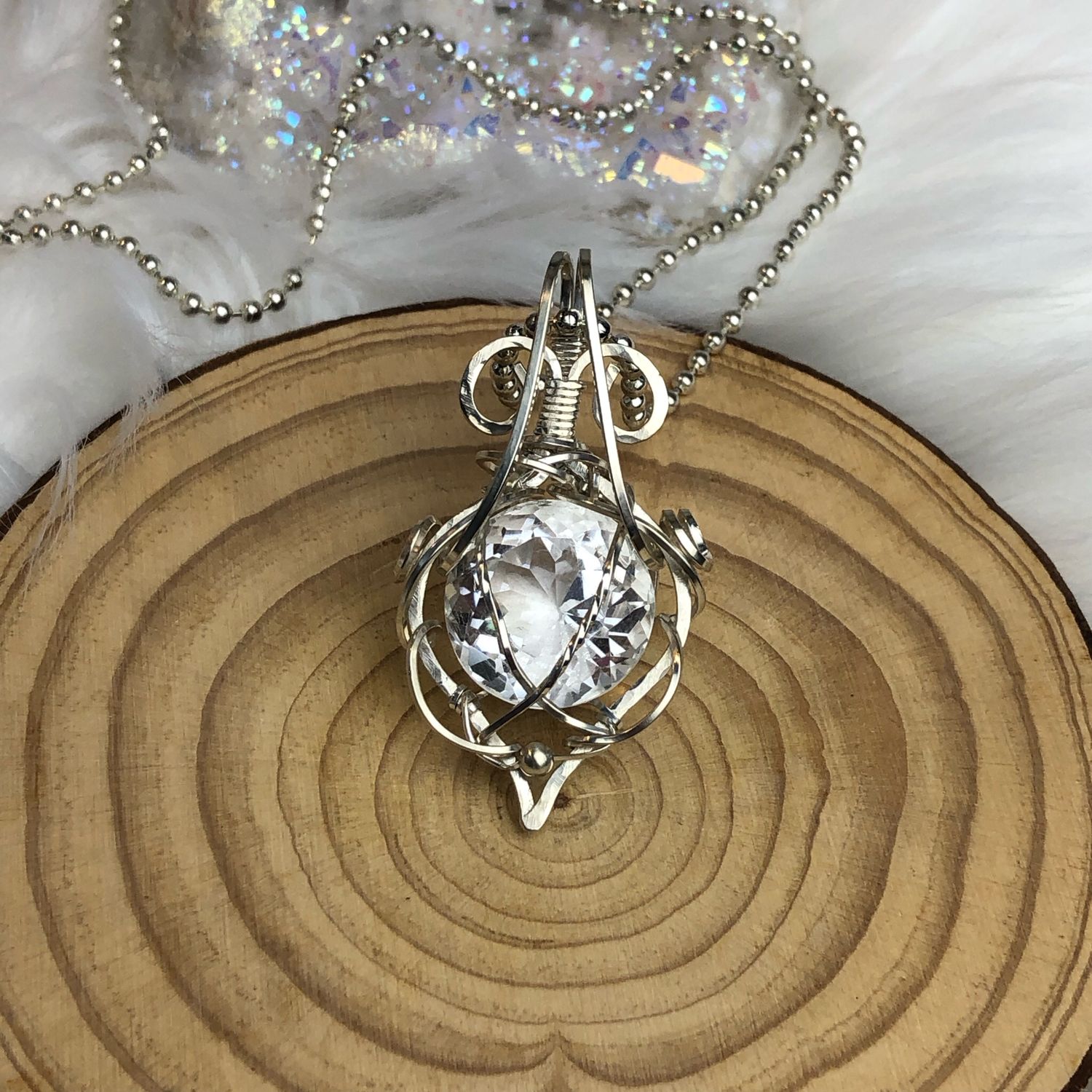 GEM QUALITY CLEAR QUARTZ - Sterling Silver - Gemstone Crystal Therapy Pendant