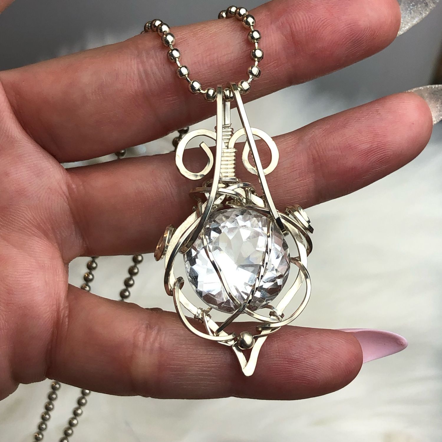 GEM QUALITY CLEAR QUARTZ - Sterling Silver - Gemstone Crystal Therapy Pendant