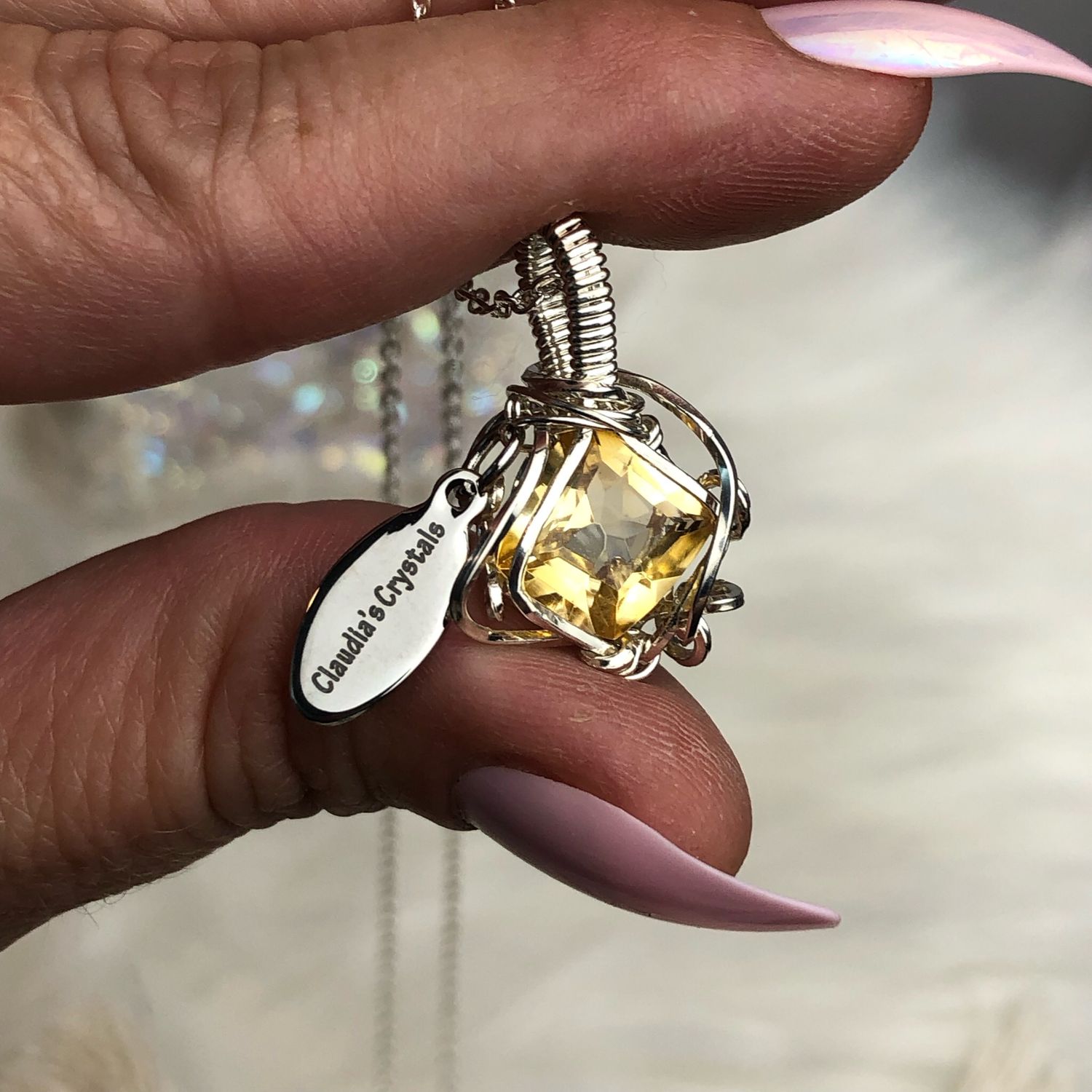 GEM QUALITY CITRINE - Origin: Africa - Gemstone Crystal Therapy Pendant - Sterling Silver