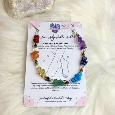 CHAKRA BALANCING - Adjustable Gemstone Anklet