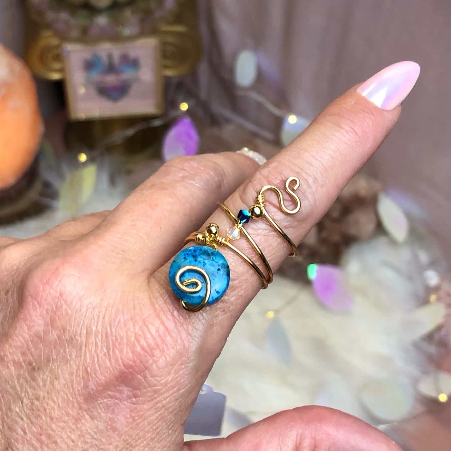 BLUE CRAZY LACE AGATE - Gemstone Adjustable Ring