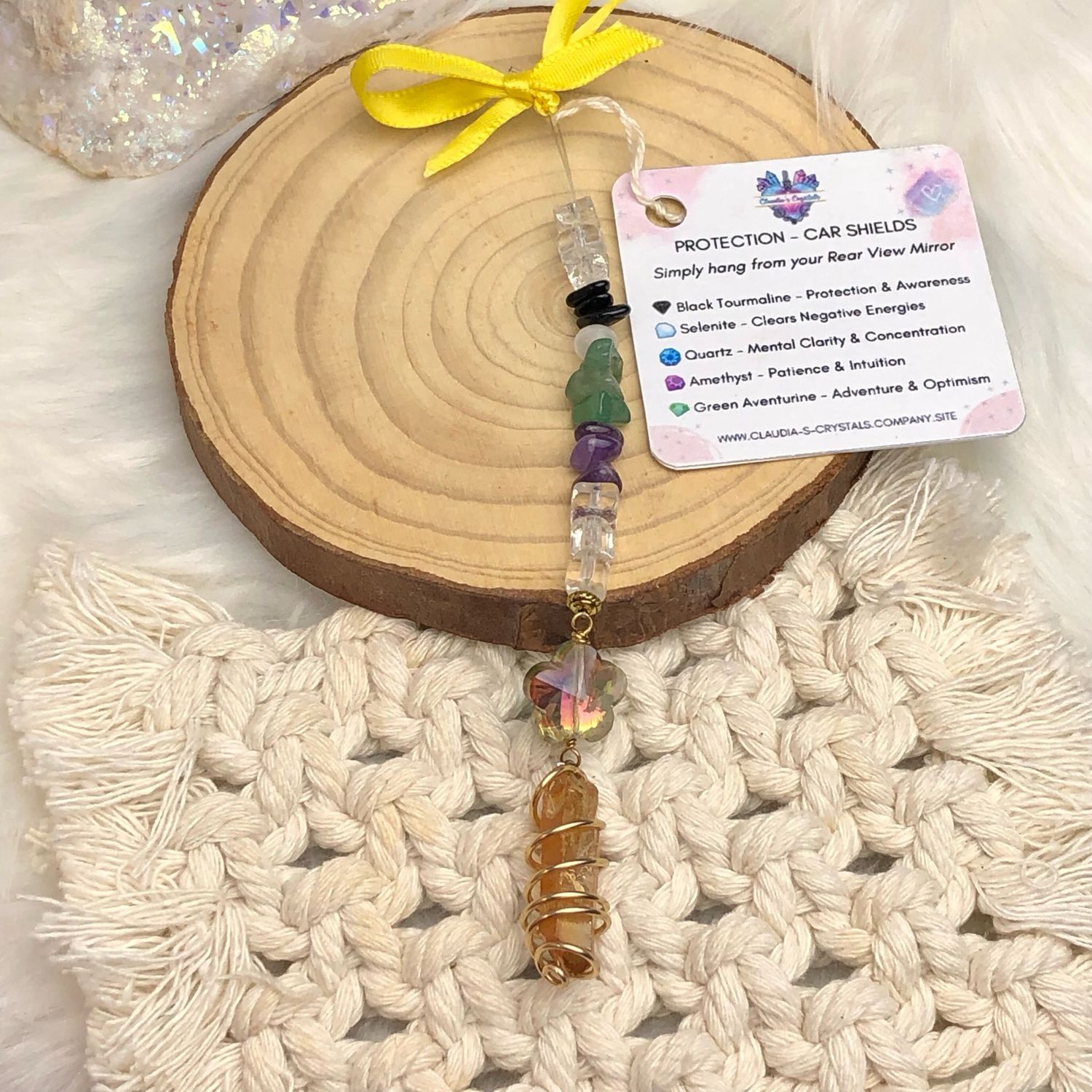 TANGERINE AURA QUARTZ POINT - Gold Plated Car Shield