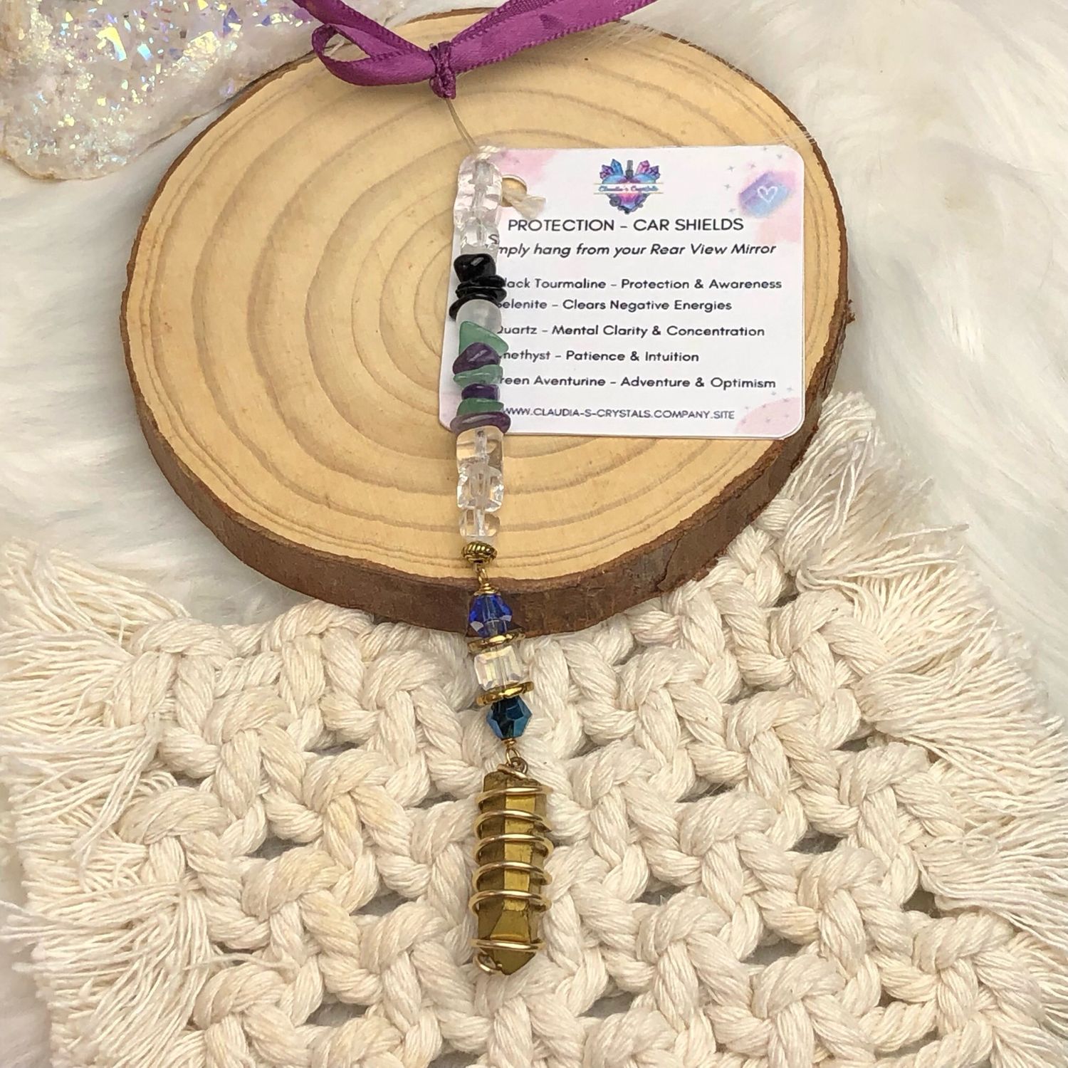 GOLD AURA QUARTZ POINT - Car Shield