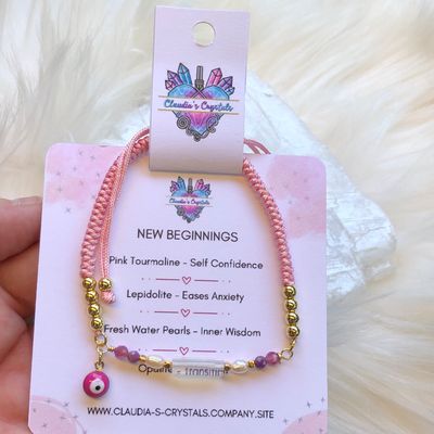 NEW BEGINNINGS - Gemstone Adjustable Pink Bracelet