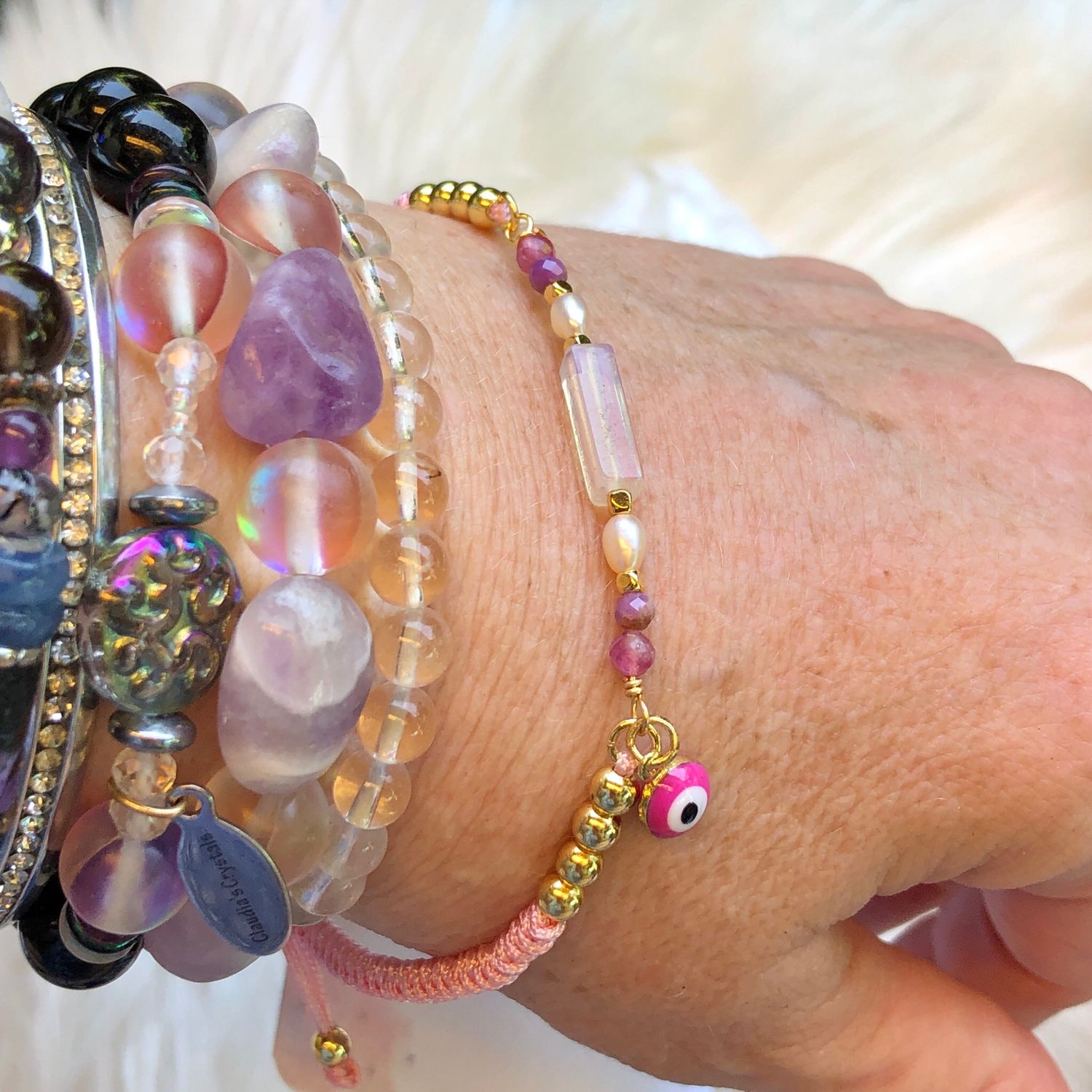 NEW BEGINNINGS - Gemstone Adjustable Pink Bracelet