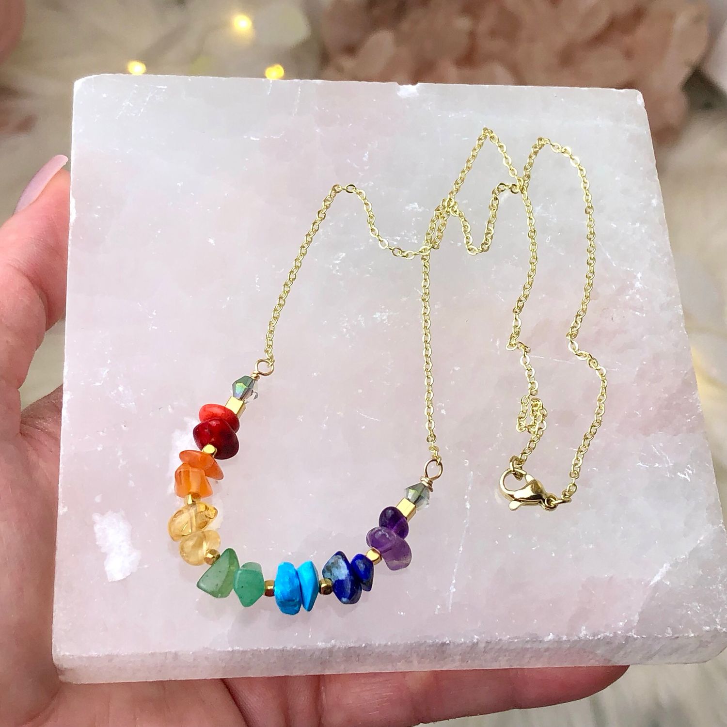 CHAKRA BALANCING - Gold Plated - Crystal Therapy Choker Necklace