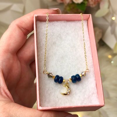 BLUE APATITE CHOKER - 16” Gold Plated