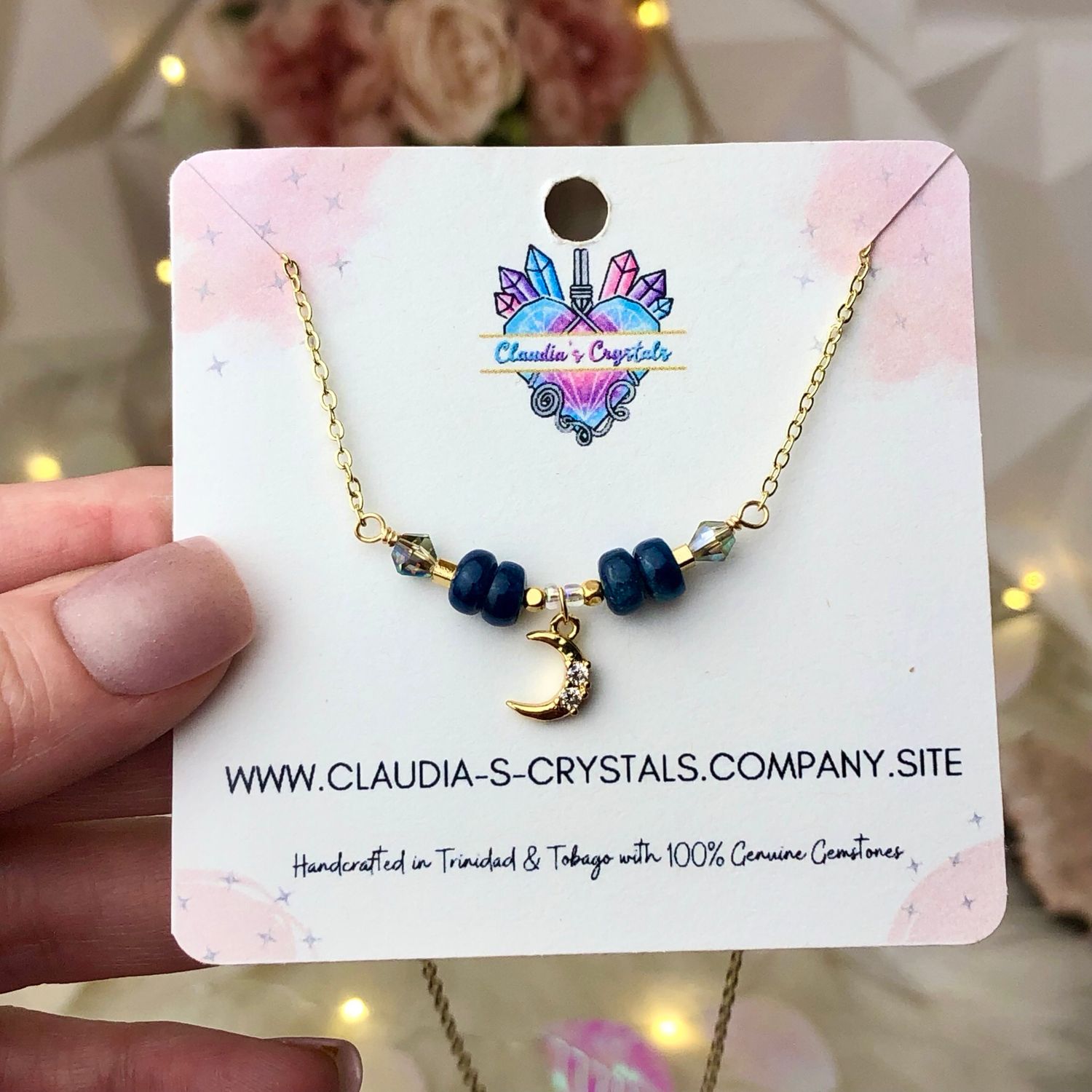BLUE APATITE CHOKER - 16” Gold Plated