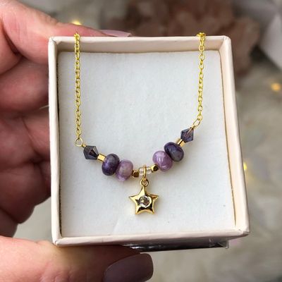 CHAROITE - Gold Plated - Crystal Therapy Choker Necklace