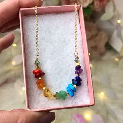 CHAKRA BALANCING - Gold Plated - Crystal Therapy Choker Necklace