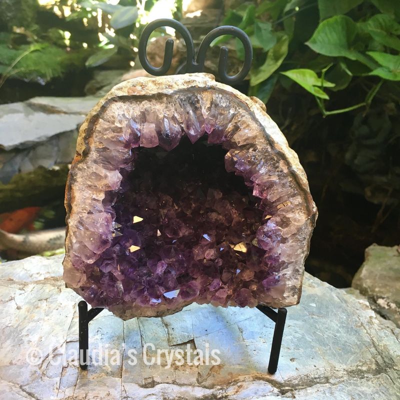 💜HUGE AMETHYST CATHEDRAL - on wrought iron stand