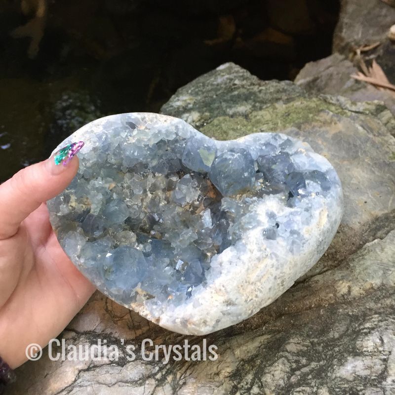💙CELESTITE DRUZY HEART