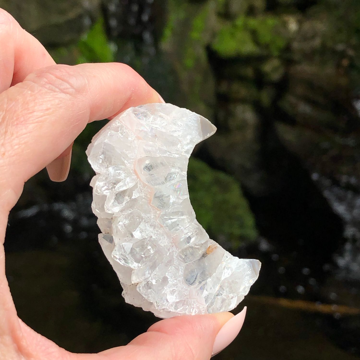 QUARTZ STALACTITE - Hand carved Into a Moon - Brazil