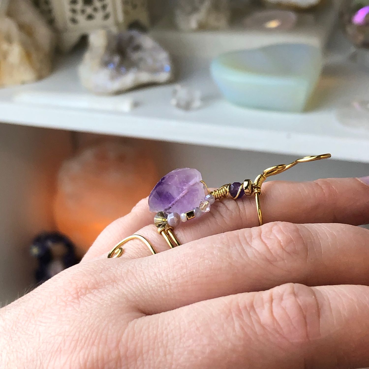 AMETHYST - Adjustable Ring - Gold plated