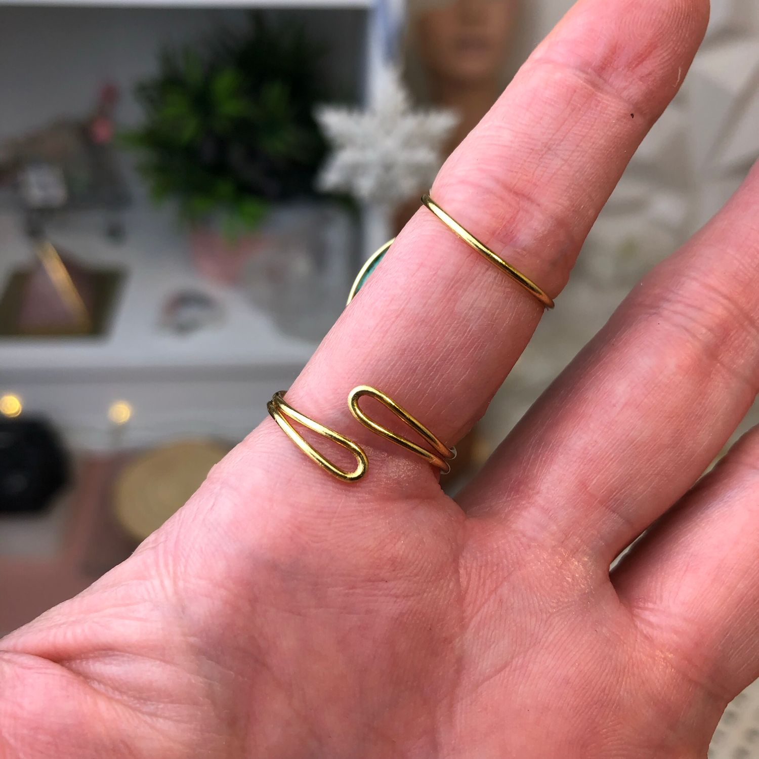 GREEN CRAZY LACE AGATE - Adjustable Ring - Gold Plated