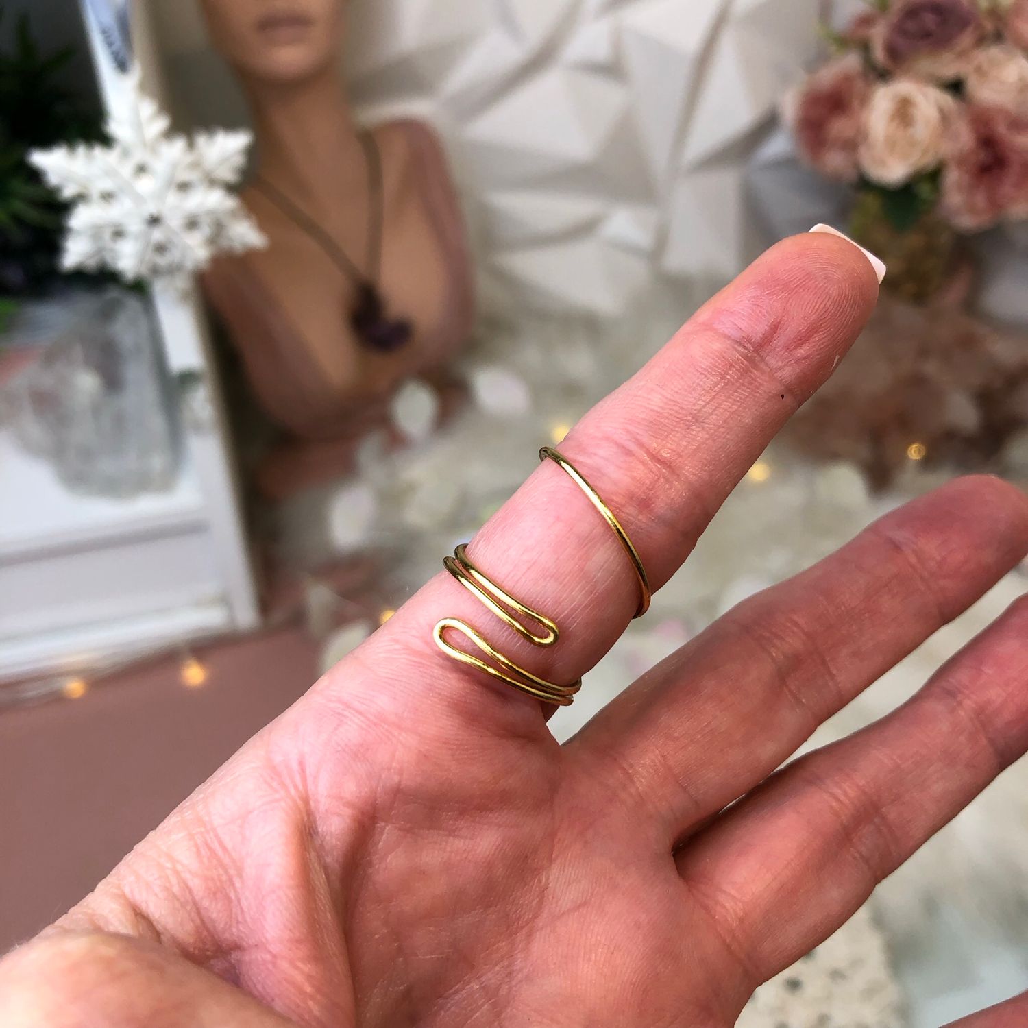 CLEAR QUARTZ - Adjustable Ring - Gold Plated