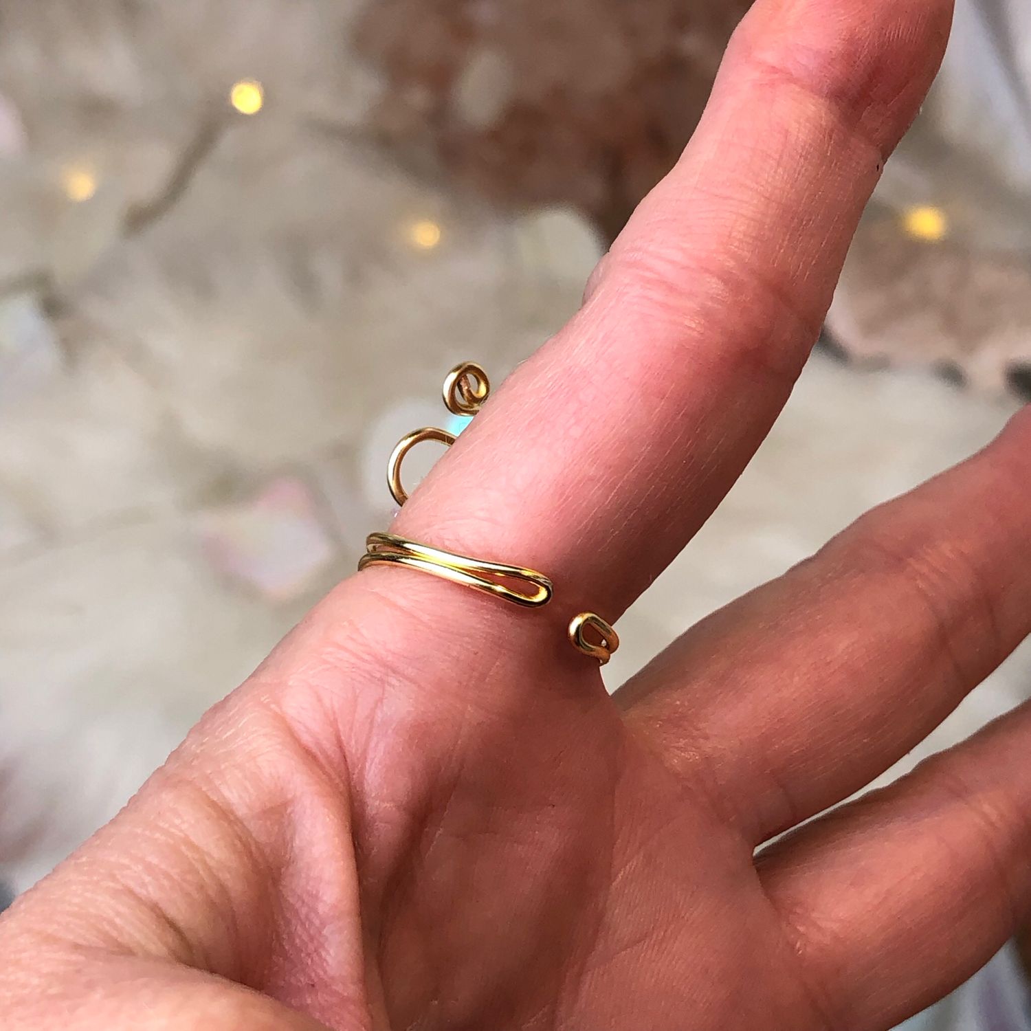 PINK CRESCENT MOON - Adjustable Ring - Gold Plated