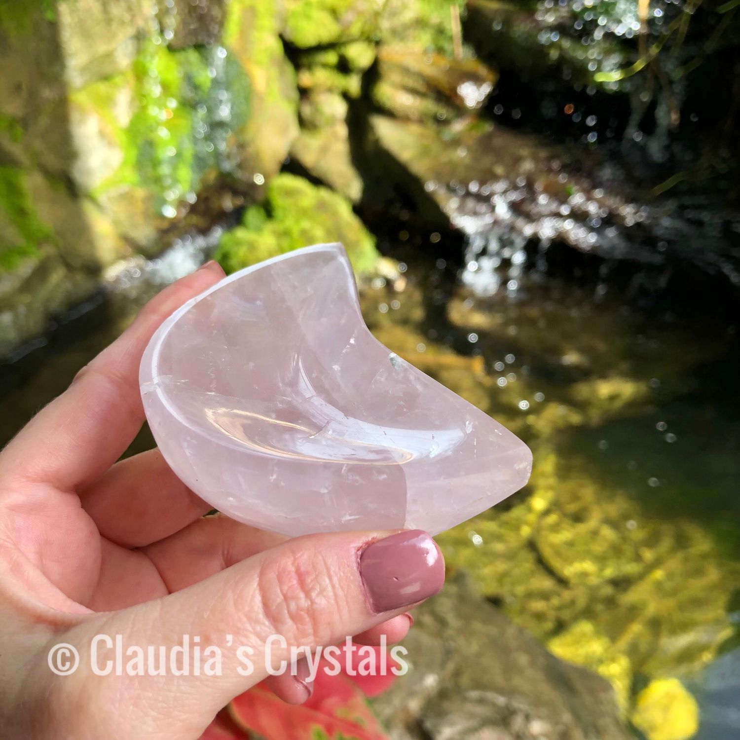 ROSE QUARTZ - Crescent Moon Dish
