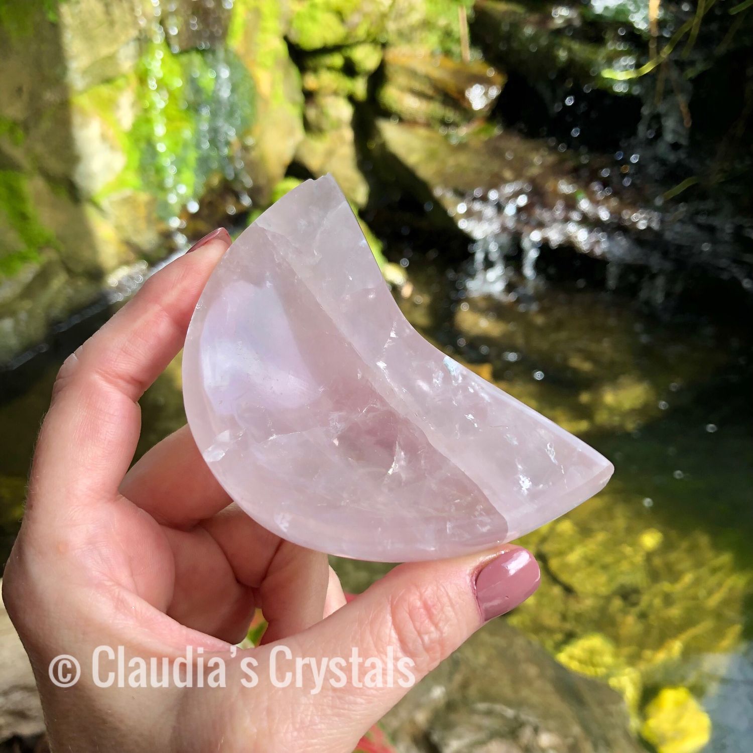 ROSE QUARTZ - Crescent Moon Dish