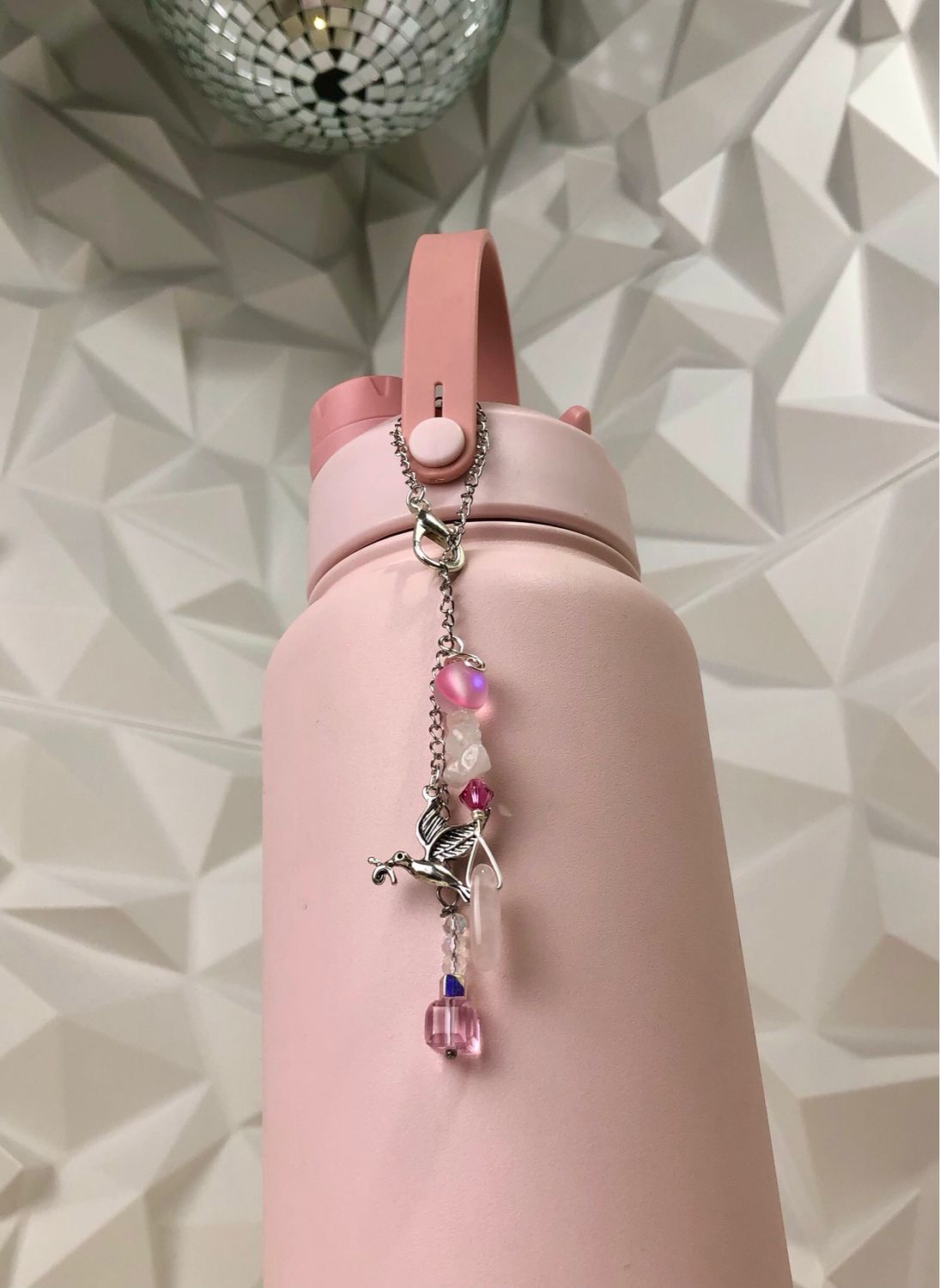 🕊️ Gemstone Bottle Charm - ROSE QUARTZ (Dove Of Peace)
