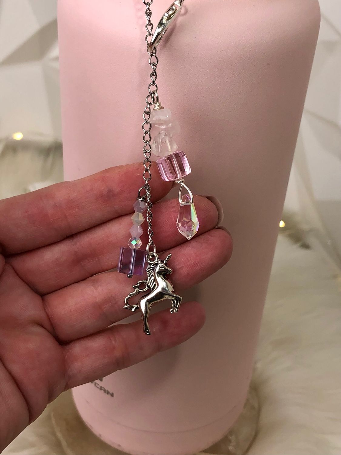 🦄 Gemstone Bottle Charm - ROSE QUARTZ (Unicorn)