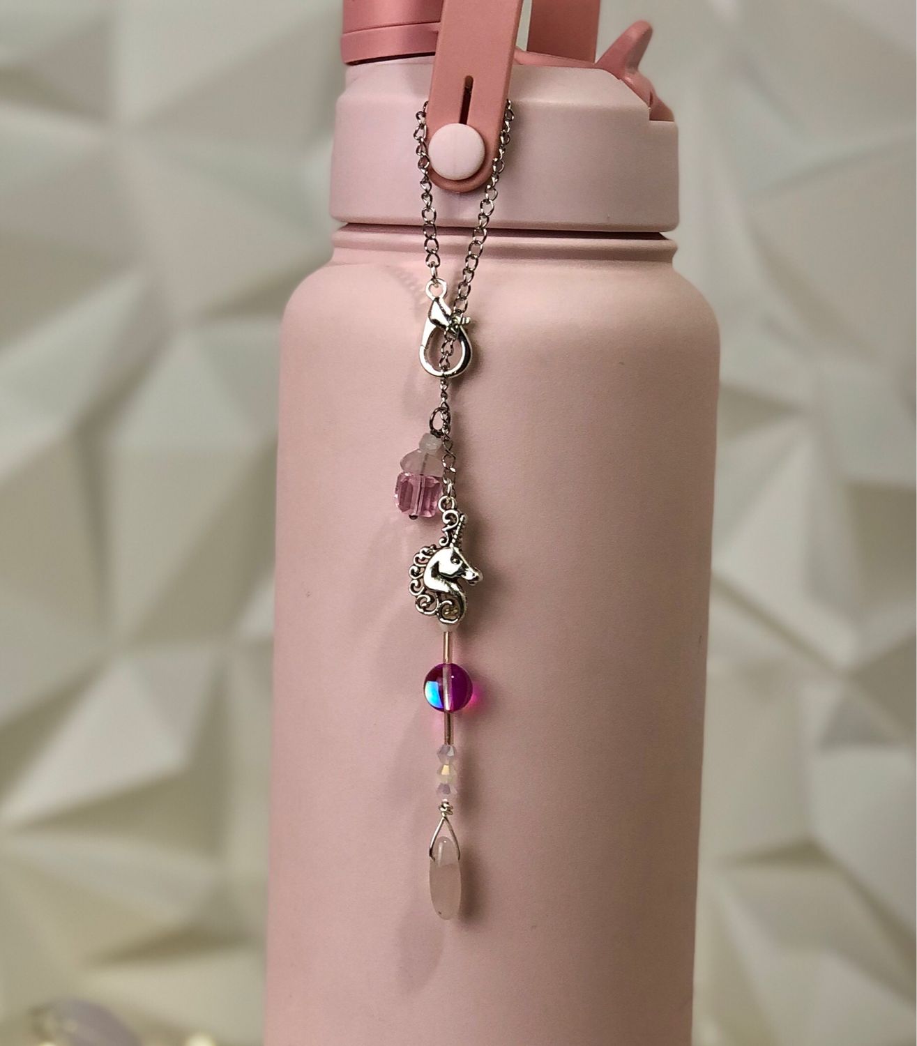 🌸 Gemstone Bottle Charm - ROSE QUARTZ (Unicorn)
