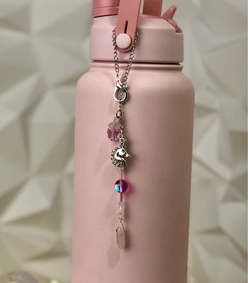🌸 Gemstone Bottle Charm - ROSE QUARTZ (Unicorn)