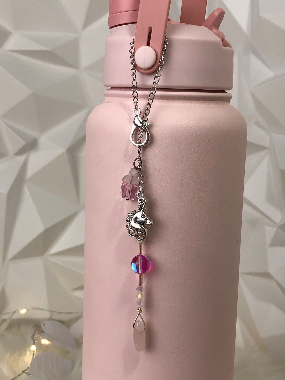 🌸 Gemstone Bottle Charm - ROSE QUARTZ (Unicorn)