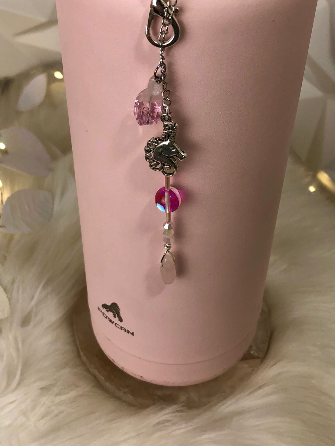 🌸 Gemstone Bottle Charm - ROSE QUARTZ (Unicorn)
