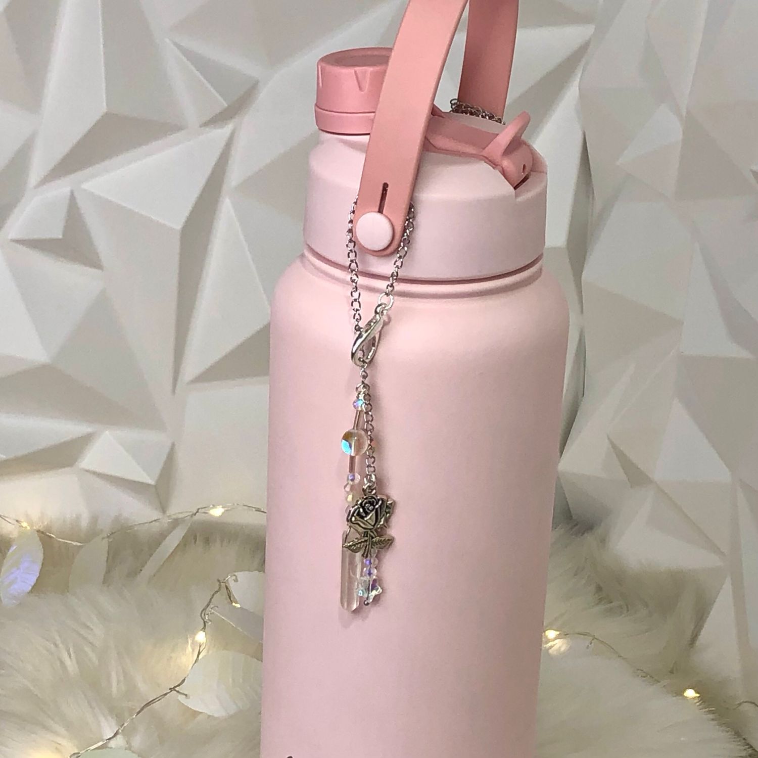 🌹Gemstone Bottle Charm - QUARTZ POINT (Rose)