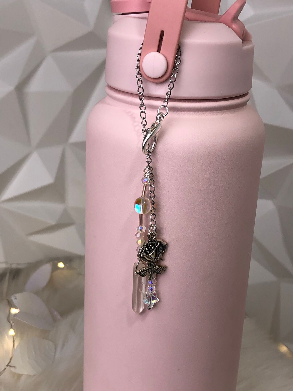 🌹Gemstone Bottle Charm - QUARTZ POINT (Rose)