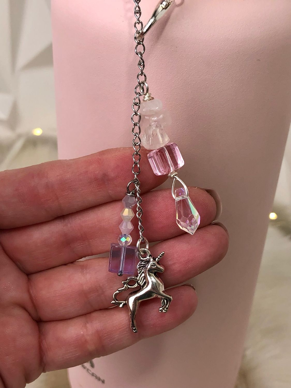 🦄 Gemstone Bottle Charm - ROSE QUARTZ (Unicorn)